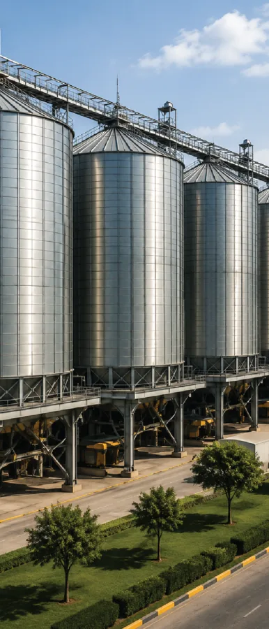 Grain silos at Al Awees Industrial City